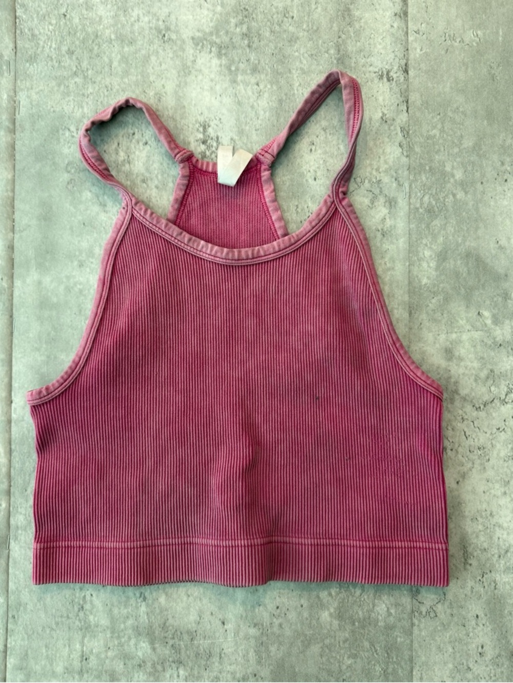 Ribbed Racerback Crop Tank - Pink